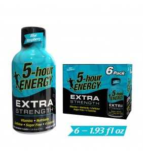 5-hour ENERGY® Shot, Extra Strength, Blue Raspberry, 1.93 oz, 6 Pack
