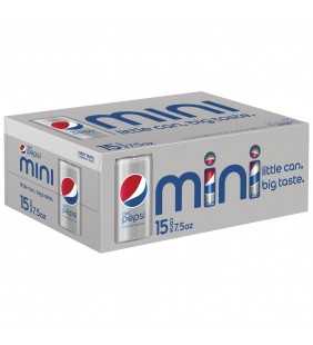 Diet Pepsi Soda, 7.5 oz Mini Cans, 15 Count