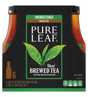 Pure Leaf Unsweetened Black Tea, 16.9 oz Bottles, 6 Count