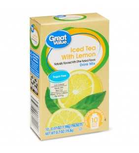 Great Value Iced Tea with Lemon Drink Mix, 0.07 oz, 10 count