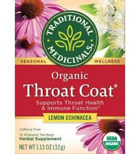 Traditional Medicinals, Organic Throat Coat Lemon Echinacea, Tea Bags, 16 Count