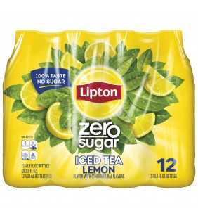 Lipton Iced Tea, Lemon Zero Sugar, 16.9 oz Bottles, 12 Count