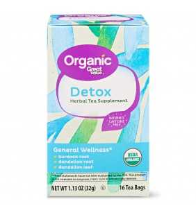 Great Value Organic Herbal Tea Supplement, Detox, 1.13 oz, 16 Count