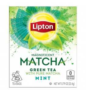 Lipton, Magnificent Matcha Mint Green Tea, Tea Bags, 15 Ct