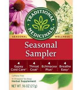 Traditional Medicinals, Organic Seasonal Herbal Tea Sampler, Tea Bags, 16 Count