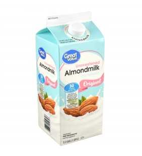 Great Value Original Unsweetened Almondmilk, 1/2 gal