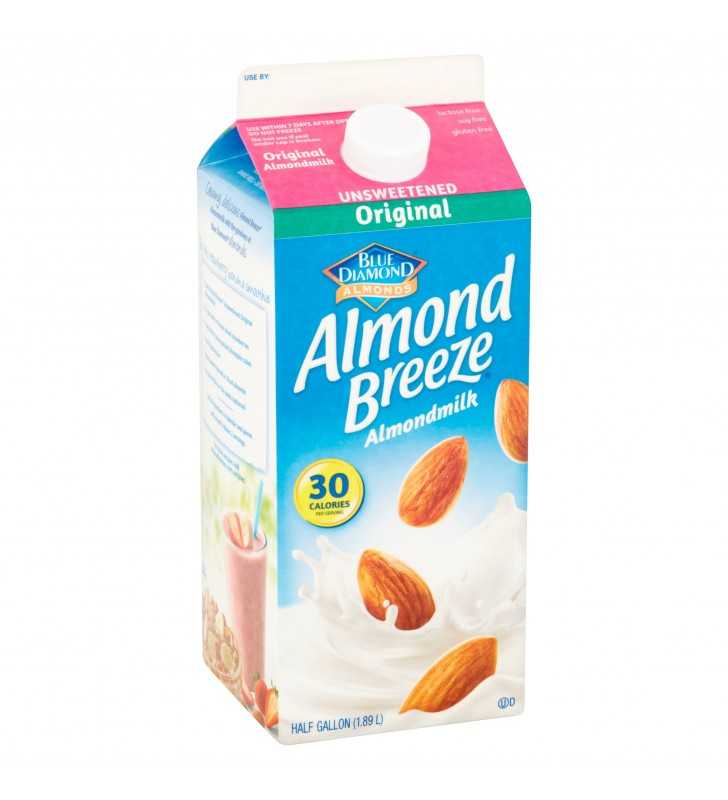 Blue Diamond Almond Breeze Original Unsweetened Almond Milk, Half Gallon