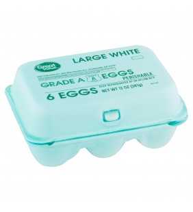 Great Value Large White Eggs, 6 count, 12 oz