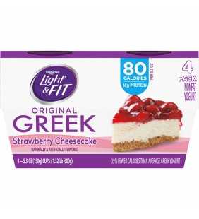 Light & Fit Nonfat Gluten-Free Strawberry Cheesecake Greek Yogurt, 5.3 Oz. Cups, 4 Count