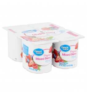 Great Value Original Mixed Berry Lowfat Yogurt, 6 oz, 4 count