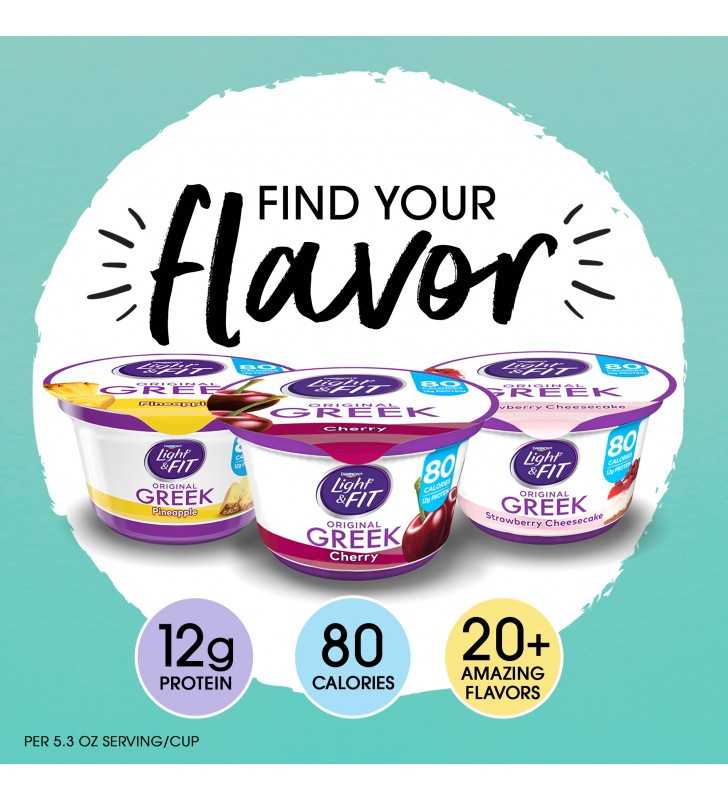 Light & Fit Nonfat Gluten-Free Cherry Greek Yogurt, 5.3 Oz. Cups, 4 Count