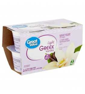 Great Value Light Greek Vanilla Nonfat Yogurt, 5.3 oz, 4 count