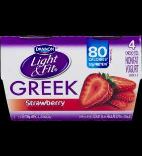 Light & Fit Nonfat Greek Strawberry Yogurt, 5.3 Oz, 4 count