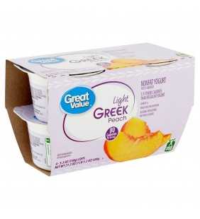 Great Value Light Greek Peach Nonfat Yogurt, 5.3 oz, 4 count