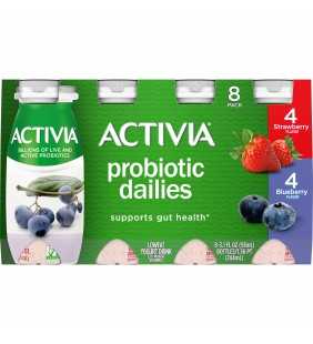 Activia Probiotic Dailies Strawberry & Blueberry Yogurt Drink, Variety Pack, 3.1 Oz., 8 Count