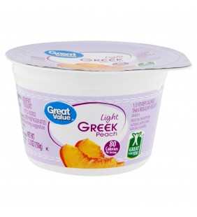 Great Value Light Greek Peach Nonfat Yogurt, 5.3 oz