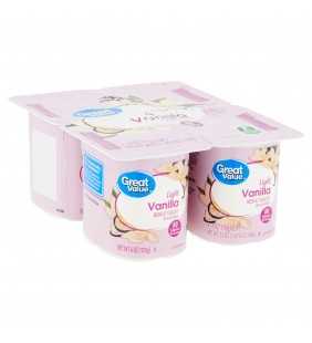 Great Value Light Vanilla Nonfat Yogurt, 6 oz, 4 count
