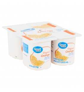 Great Value Original Orange Lowfat Yogurt, 6 oz, 4 count