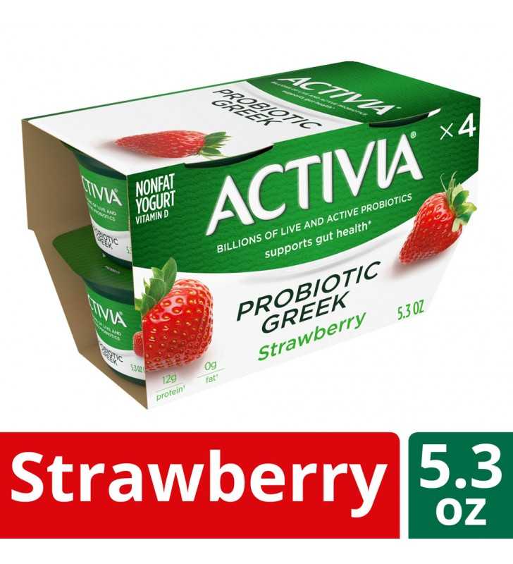 Activia Nonfat Probiotic Strawberry Greek Yogurt, 5.3 Oz. Cups, 4 Count