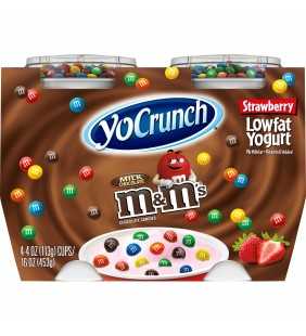 YoCrunch Lowfat Strawberry with M&Ms Yogurt, 4 Oz. Cups, 4 Count