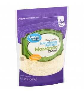 Great Value Finely Shredded Low-Moisture Part-Skim Mozzarella Cheese, 8 oz