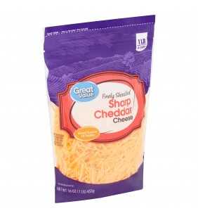 Great Value Finely Shredded Sharp Cheddar Cheese, 16 oz