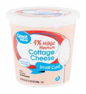 Great Value 4% Milkfat Minimum Small Curd Cottage Cheese, 24 oz