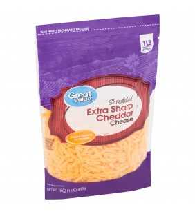 Great Value Shredded Extra Sharp Cheddar Cheese, 16 oz