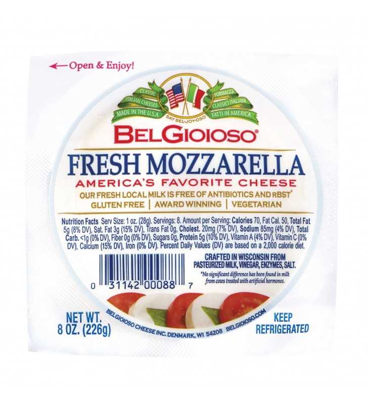 BelGioioso Fresh Mozzarella Cheese Ball, Specialty Cheese for Snacking & Baking, 8 oz