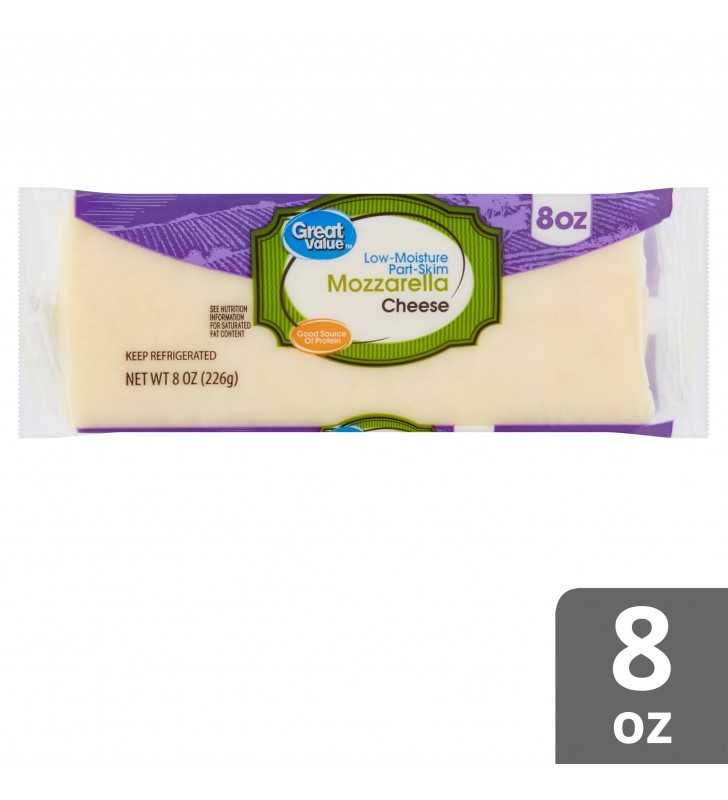 Great Value Low-Moisture Part-Skim Mozzarella Cheese, 8 oz
