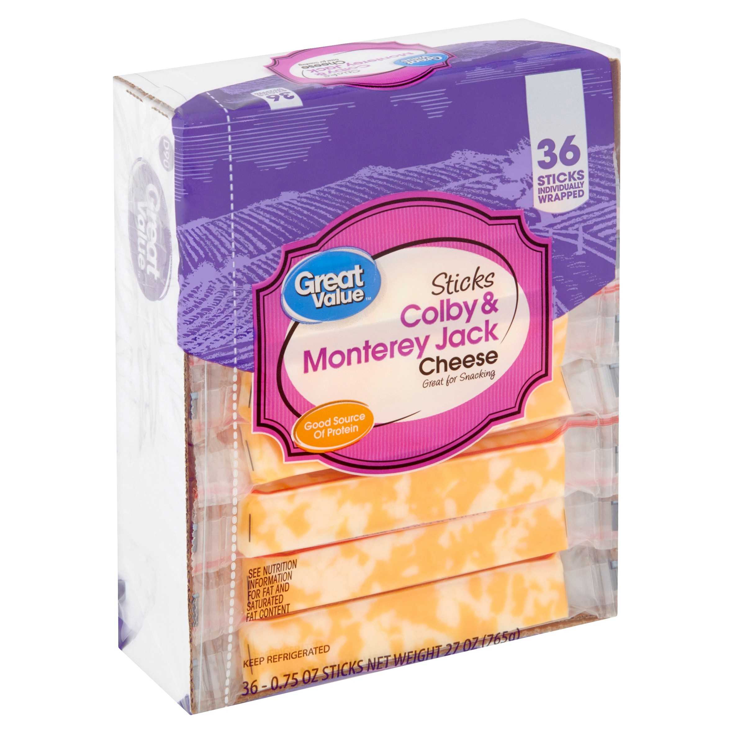 Great Value Sticks Colby & Monterey Jack Cheese, 0.75 oz, 36 count