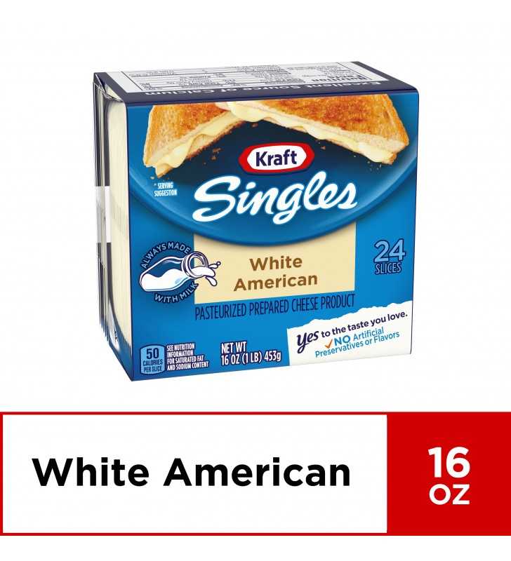 Kraft Singles Cheese Slices, White American Cheese, 24 ct - 16.0 oz Wrapper