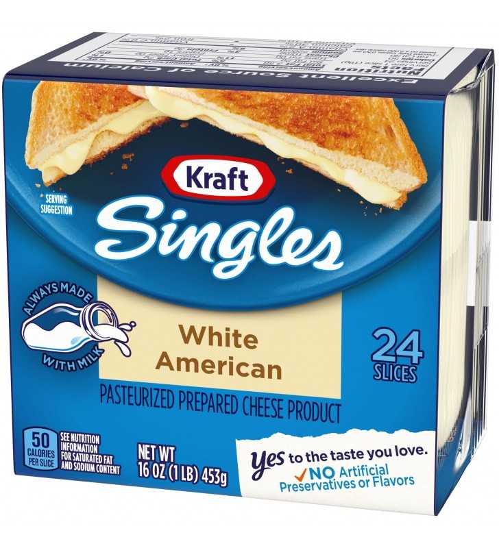 Kraft Singles Cheese Slices, White American Cheese, 24 ct - 16.0 oz Wrapper