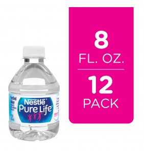 Nestle Pure Life Purified Water, 8 fl oz. Plastic Bottled Water (Pack of 12)