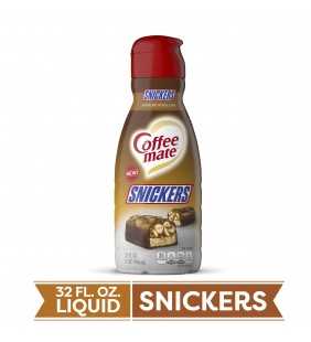 COFFEE MATE SNICKERS Flavored Liquid Coffee Creamer, 32 Fl. Oz. Bottle | Non-Dairy, Lactose-Free, Cholesterol-Free, Gluten-Free 
