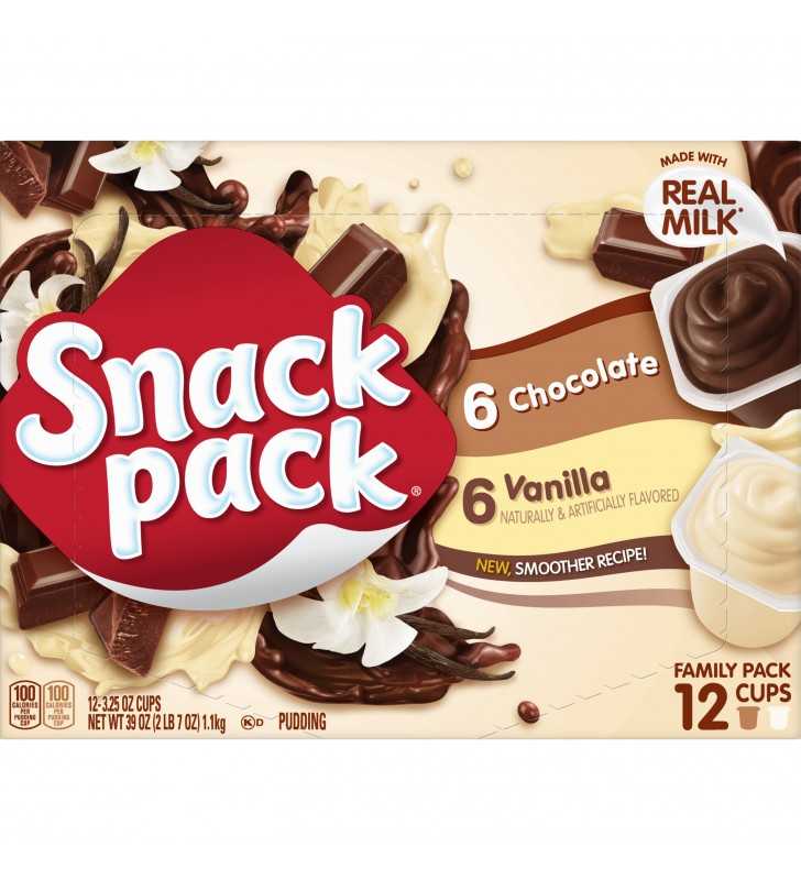 Snack Pack Chocolate and Vanilla Pudding Cups Family Pack 12 Count
