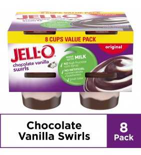 Jell-O Ready to Eat Chocolate Vanilla Swirls Pudding Cups, 8 ct - 31.0 oz Package