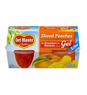 (4 Cups) Del Monte Diced Peaches in Strawberry-Banana Flavored Gel, 4.5 oz cups