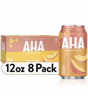 AHA Sparkling Water, Peach Honey Flavored Water, Zero Calories, Sodium Free, No Sweeteners, 12 fl oz, 8 Pack