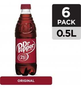 Dr Pepper Soda, .5 L bottles, 6 pack