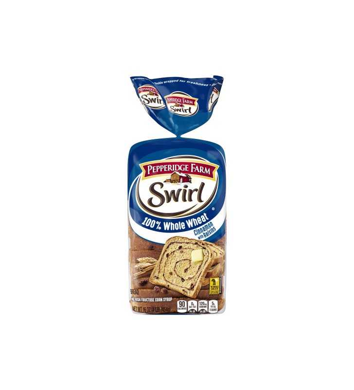 Pepperidge Farm Swirl 100% Whole Wheat Cinnamon with Raisins Breakfast Bread, 16 oz. Bag