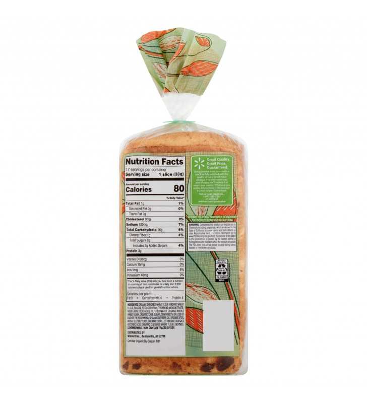 Great Value Organic Wheat Bread, 20 oz