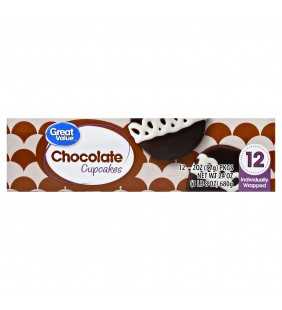 Great Value Chocolate Cupcakes, 2 oz, 12 count