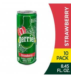 Perrier Strawberry Flavored Carbonated Mineral Water, 8.45 fl oz. Slim Cans (10 Count)