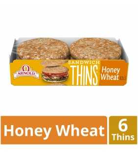 Arnold Honey Wheat Sandwich Thins, 6 Rolls, 12 oz