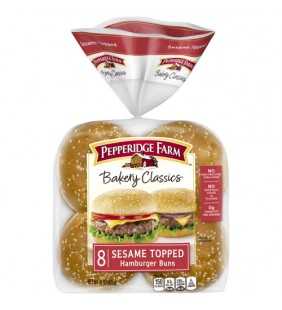 Pepperidge Farm Bakery Classics Sesame Topped Hamburger Buns, 15 oz. Bag, 8-pack