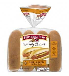 Pepperidge Farm Bakery Classics Side Sliced Hot Dog Buns, 14 oz. Bag, 8-pack