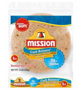 Mission Carb Balance Soft Taco Whole Wheat Tortillas, 8 Count