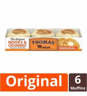 Thomas' Original Nooks & Crannies English Muffins, Plain, 6 count, 13 oz