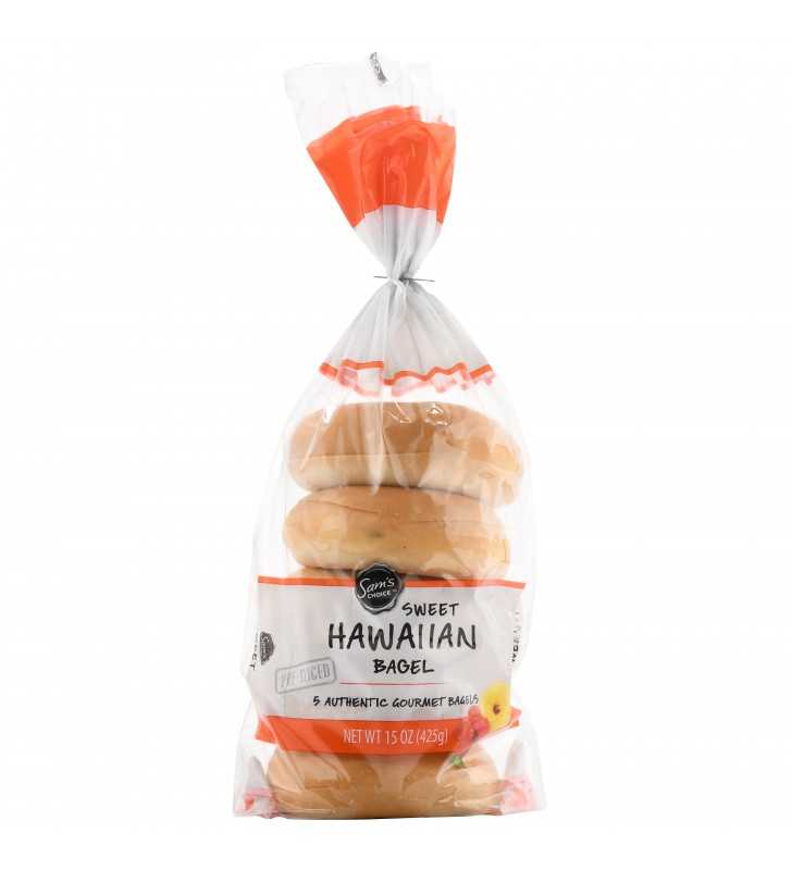 Sam's Choice Pre-Sliced Sweet Hawaiian Bagel, 5 count, 15 oz